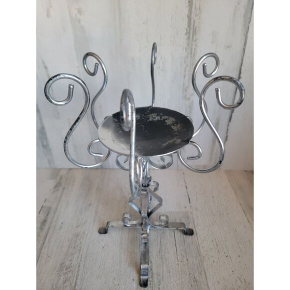 Metal silver swirl candle holder Halloween home decor figure - Picture 2 of 11